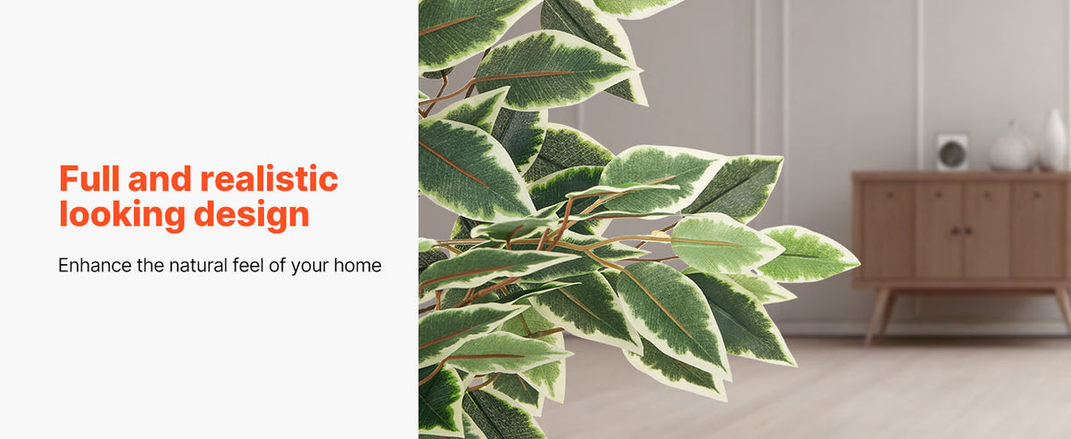 VEVOR 5/6/7/8FT Artificial Tree Tall Faux Ficus Plant with Natural Wood Trunk green Tree