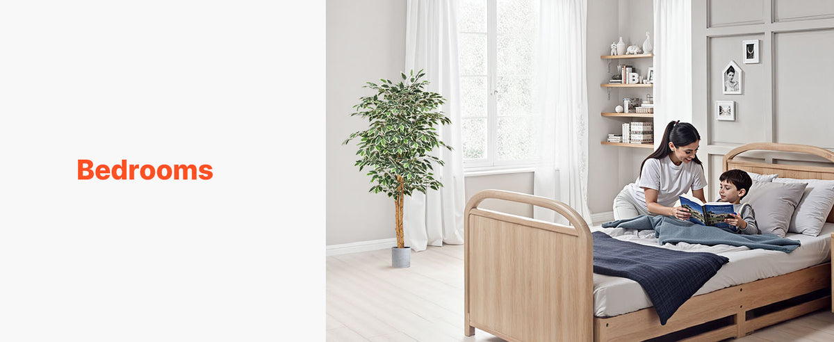 VEVOR 5/6/7/8FT Artificial Tree Tall Faux Ficus Plant with Natural Wood Trunk green Tree